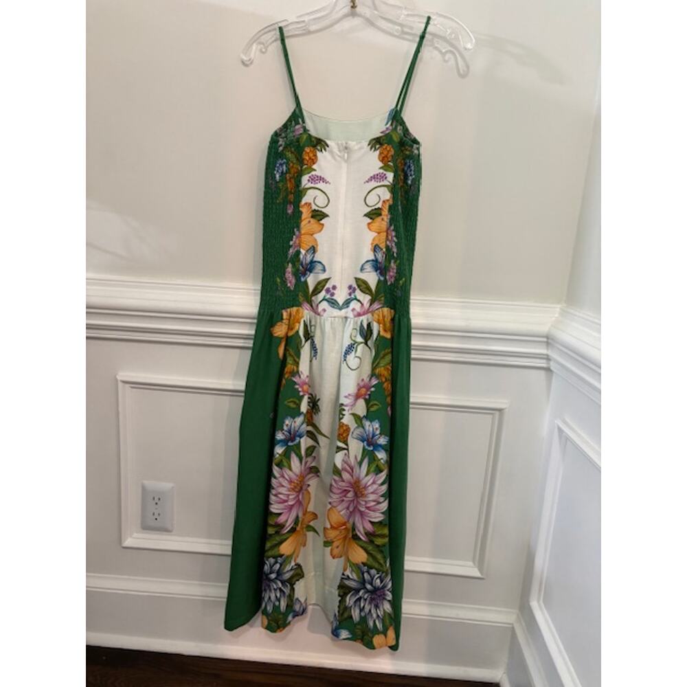 Farm Rio Dress Sweet Bloom Dreamscape Linen Blend Midi Sundress Size Small - Picture 4 of 10